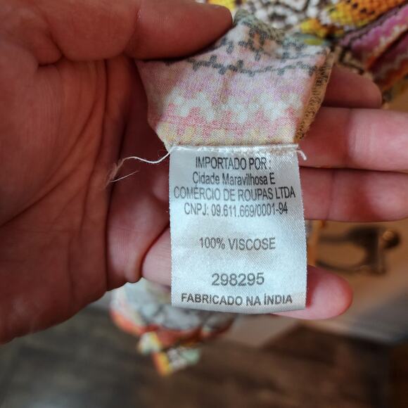 FARM Rio Banana Scarves Yawanawa Maxi Dress Sz G (Lg) Boho Art *See Measures) - Picture 15 of 16